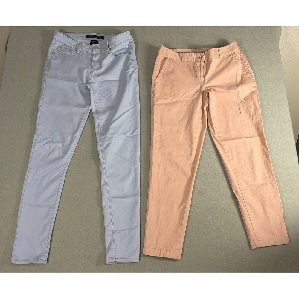 Lot of 2 Womens Pants Talbots Pink Chino 4P & Tinsel Purple‎ Skinny Jeans 25